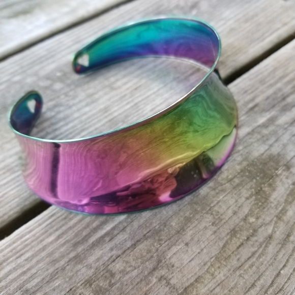 Titanium rainbow statement collar choker necklace - Picture 5 of 5